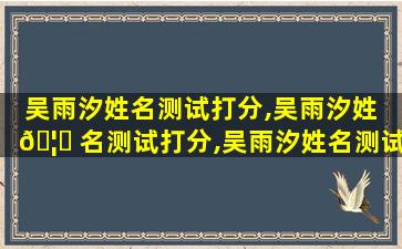 吴雨汐姓名测试打分,吴雨汐姓 🦊 名测试打分,吴雨汐姓名测试